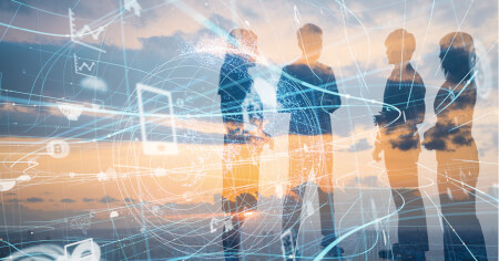 business technology concept iot information communication network fcard peop