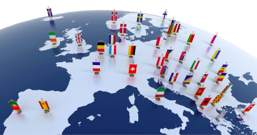 map of europe flags fcard sol