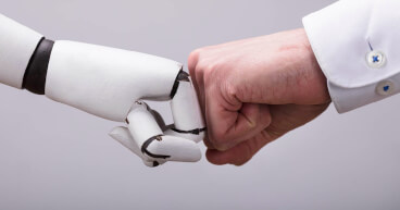 robot human fist bump fcard misc